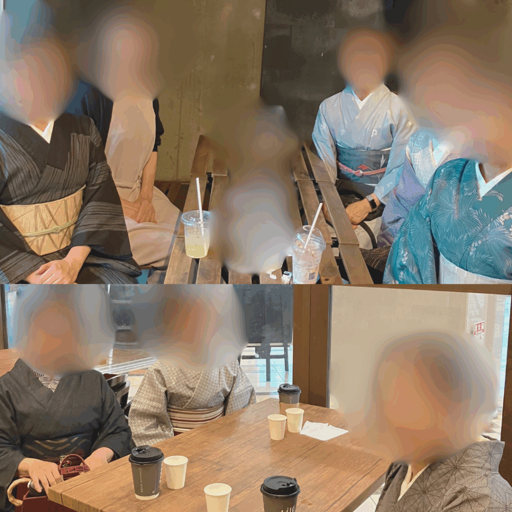 着物でカフェで福岡でお出かけ